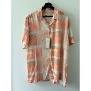Folk Block S/Sleeve Shirt Pink Geometric Print Short Sleeve Mens Size XL NWT